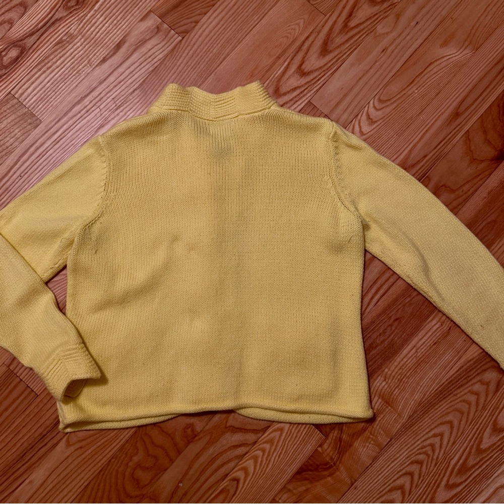 Pure Handknit Yellow Cotton Knit Jacket Cardigan L/XL - Picture 3 of 5